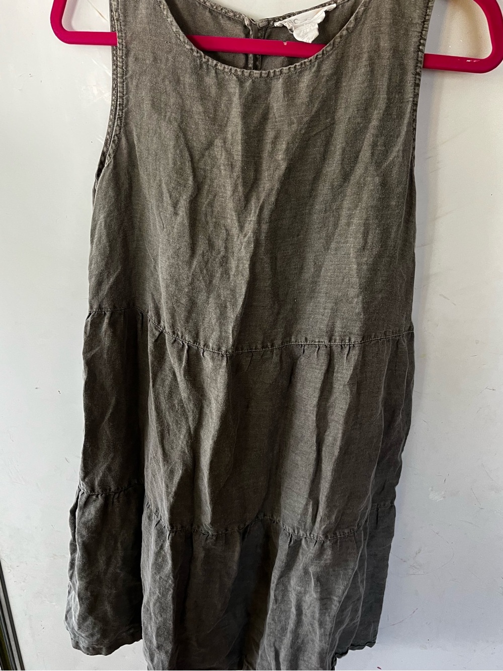 Boho summer lightweight Women's Sleeveless Tiered Linen Blend Skirt - Olive